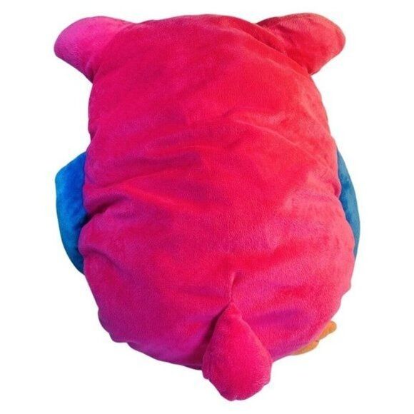 Large Pink Green Polka dot Plush Owl Pillow Multicolored Stuffed Animal Toy 20” - Picture 4 of 4